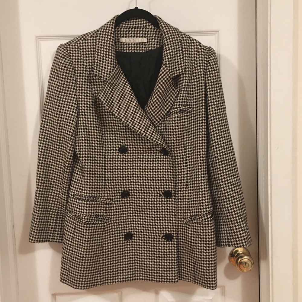 Leanto Houndstooth Wool Blazer